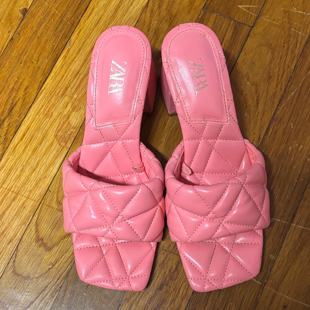 Zara Pink Quilted Mules